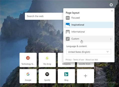 How To Customize The New Tab Page For Microsoft Edge Chromium | groovypost