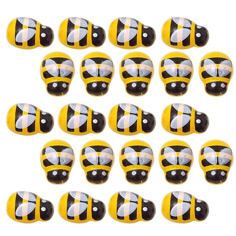 100 Pcs Wooden Yellow Bee Child Mini Stickers for Kids Outdoor Plant ...