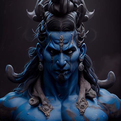 Premium Photo | Shiva portrait hindu god hinduism deity with blue skin