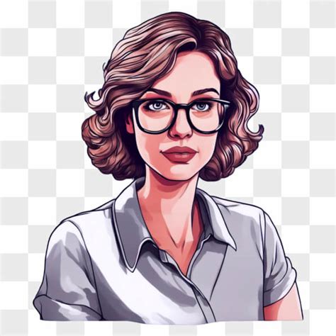 Download Portrait of a Woman with Glasses Cartoons Online - Creative Fabrica