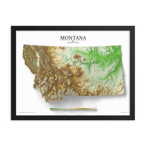 Montana Elevation Map Poster | Etsy