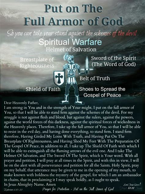 The Full Armor of God | Spiritual warfare prayers, God prayer, Prayer for protection