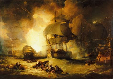 8 Hand Painted Battle Ship Oil Paintings - Destruction of L'Orient at Battle of the Nile, George ...