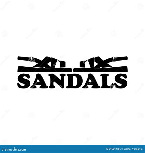 Sandals Logo Design. Side View. Pair Shoes Symbol. Vector Clipart and Drawing on White ...