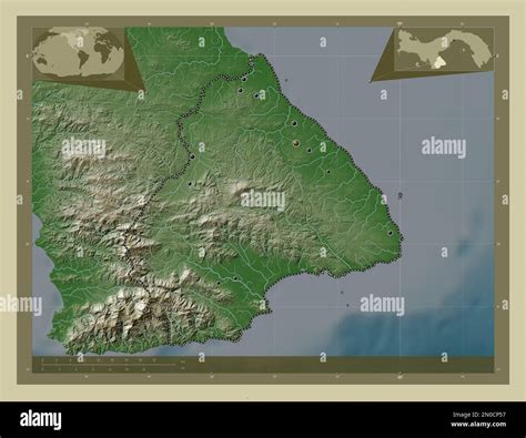 Los Santos, province of Panama. Elevation map colored in wiki style with lakes and rivers ...