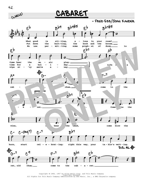 Kander & Ebb Cabaret (High Voice) Sheet Music Notes, Chords | Lyrics ...