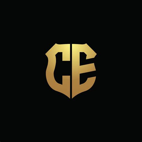 CE logo monogram with gold colors and shield shape design template ...