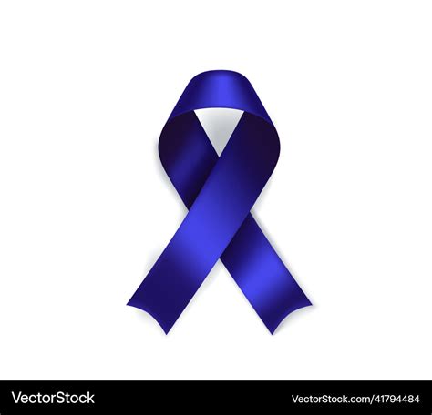 Colon cancer awareness symbol dark blue ribbon Vector Image