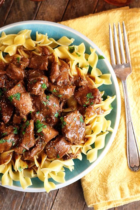 Slow Cooker Beef and Noodles | Recipe | Beef tips and noodles, Beef and ...