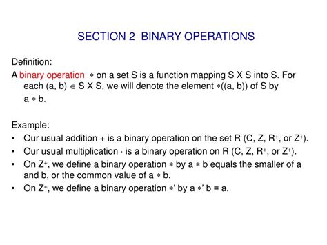 PPT - SECTION 2 BINARY OPERATIONS PowerPoint Presentation, free ...