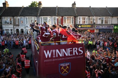 West Ham fans pack streets for open-top bus parade…