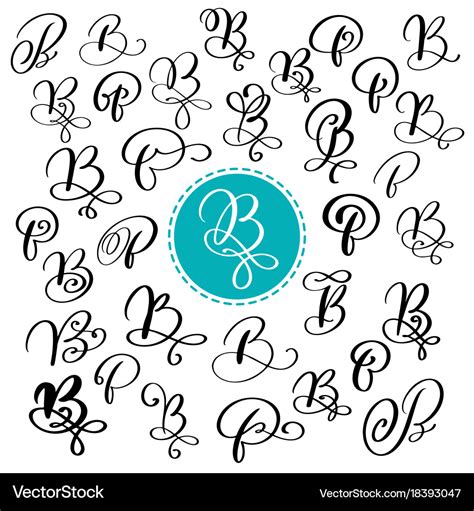 Set of hand drawn calligraphy letter b Royalty Free Vector