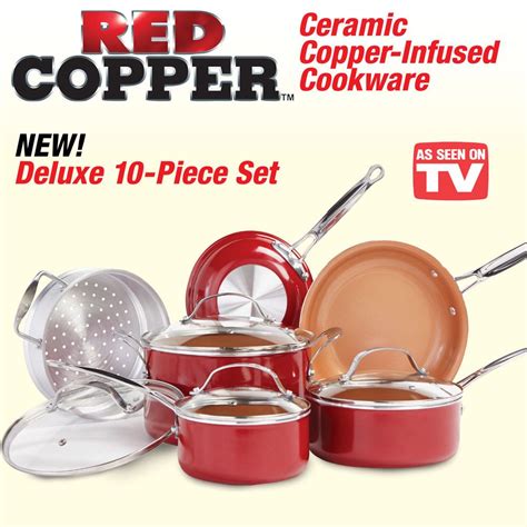 Red Copper Ceramic Cookware Set - 10 pc | Copper cookware set, Ceramic cookware set, Red copper ...