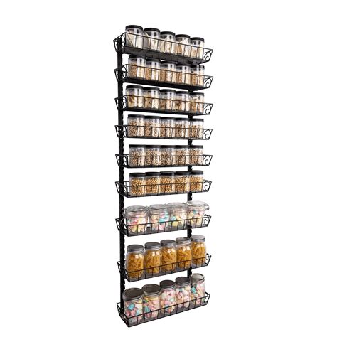 SWOMMOLY Adjustable Wall Mount Spice Rack, 9-Tier Dual-use (Multi-use) Black 9-Tier for sale ...