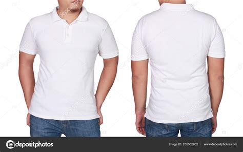 White Polo Shirt Mock Front Back View Isolated Male Model Stock Photo ...