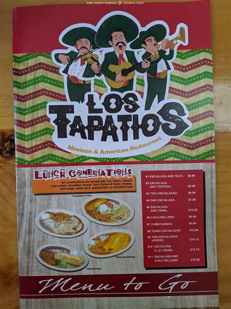 Menu at Los Tapatios restaurant, Worland