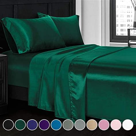 Amazon.com: Homiest 4pcs Satin Sheets Set Luxury Silky Satin Bedding Set with Deep Pocket, 1 ...