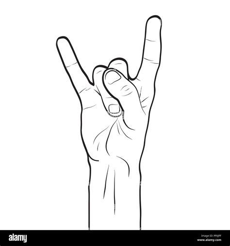 Devil horns hand gesture line art outline Stock Vector Image & Art - Alamy