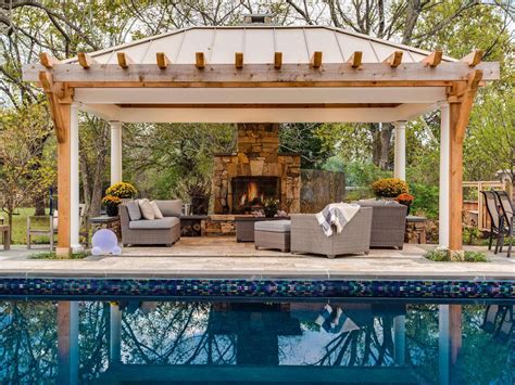 Warrenton, VA Landscape Design Case Study: Pool, Fireplace, Pavilion ...