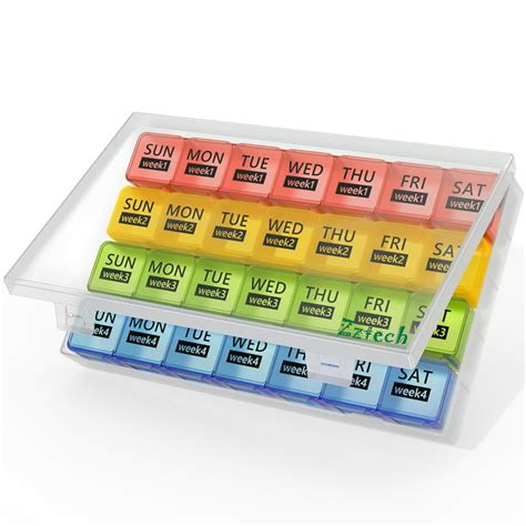 ZzTeck Monthly Pill Organizer 28 Day Pill Box Organizerd by Week, Large ...