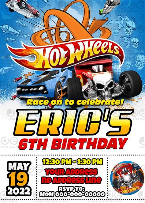 Digital Hot Wheels Birthday Invitation Printable 4 x 6 or 5 x 7 FREE ...