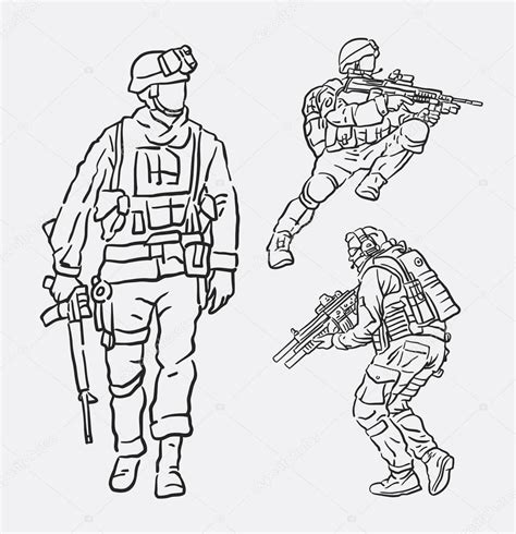 Soldier army action hand drawing Stock Vector Image by ©Cundrawan703 ...