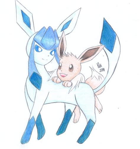 Glaceon and Eevee by ManyKun on DeviantArt