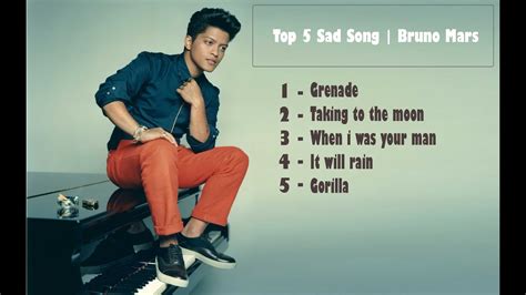 Top 5 Sad Songs | Bruno Mars [ Music Lyrics-KH ] - YouTube