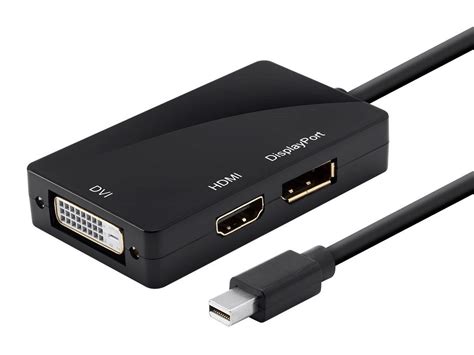 Monoprice Mini DisplayPort 1.2a / Thunderbolt to HDMI® DVI DisplayPort Passive Adapter Black ...