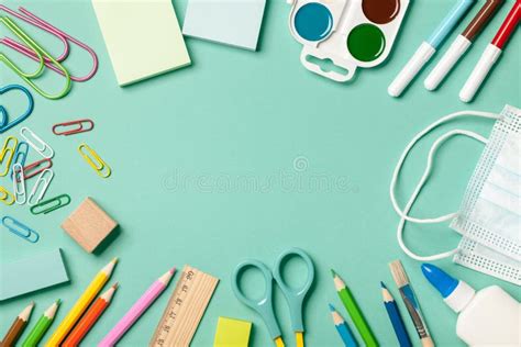 School supplies background stock photo. Image of corona - 203009306