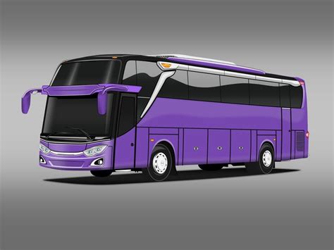 a purple bus is shown on a gray background and it appears to be in color