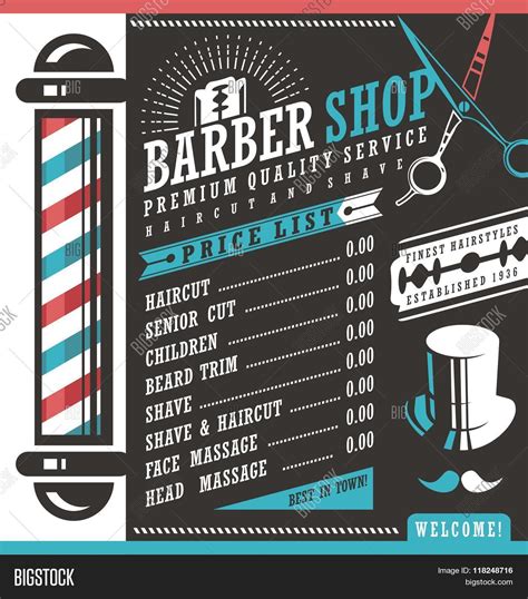 Barber Shop Vector Price List Vector & Photo | Bigstock