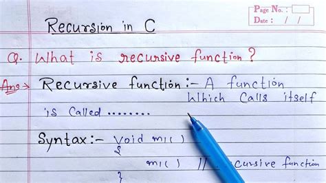 Define Recursive Function in C