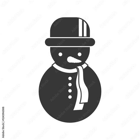 snowman with scarf and hat shcristmas decoration silhouette. vector ...