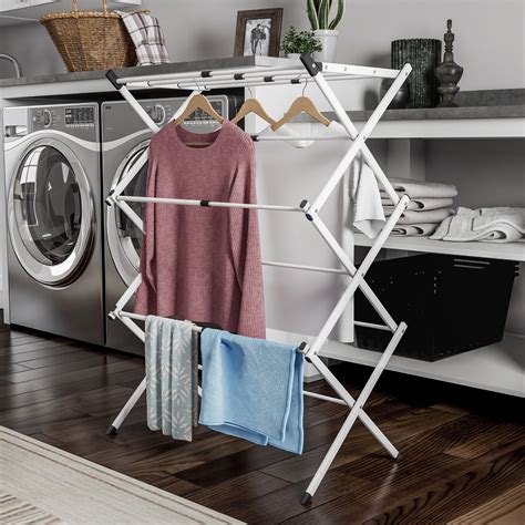 Lavish Home 3-Tier Expandable Steel and Metal Clothes Drying Rack, Black and White - Walmart.com