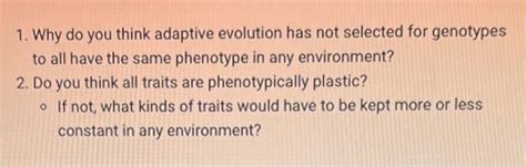 Solved 1. Why do you think adaptive evolution has not | Chegg.com ...