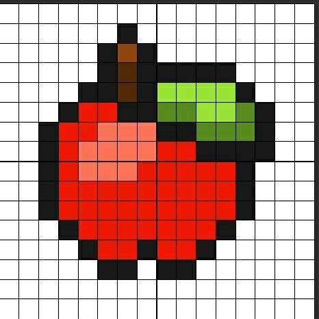 Pixel Art Apple | Dibujitos sencillos, Dibujos en cuadricula, Manzanas ...