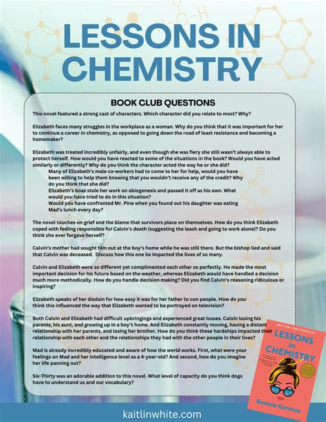 Lessons in Chemistry Book Club Questions - Kaitlin White