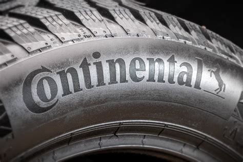 Continental Logo on the Side of the Tire. World Tire Group. Black Background Editorial Photo ...