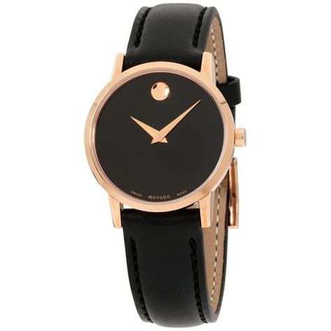 Movado - Movado Museum Classic Black Dial Leather Strap Ladies Watch 0607276 - Walmart.com ...