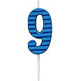 Amazon.com: Papyrus Number 9 Birthday Candle, Blue Stripes (1-Count): Home & Kitchen