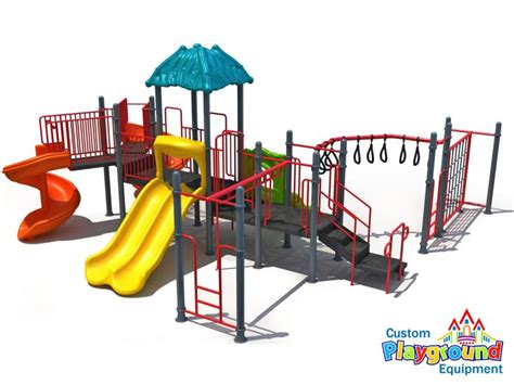 Dual Turbo Spiral Slides & Monkey Bars Playset | CustomPlaygroundEquipment.com