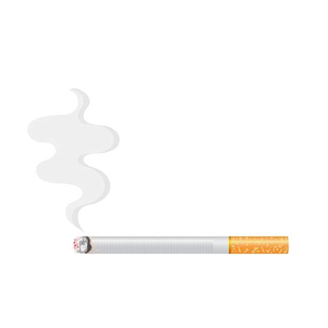 Realistic burning cigarette with smoke. Vector illustration isolated on white background ...