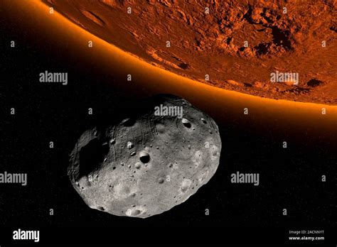 Martian moon Phobos. Artwork of Phobos, the larger of the two Martian ...