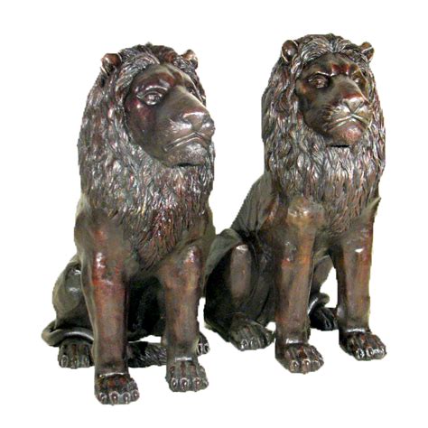 Bronze Sitting Lion Sculpture Set | Metropolitan Galleries Inc.