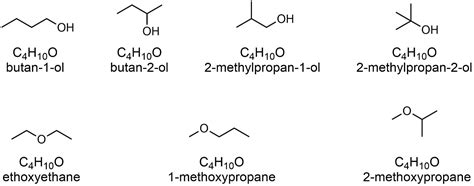 What Are Structures And Names Of C4h10o