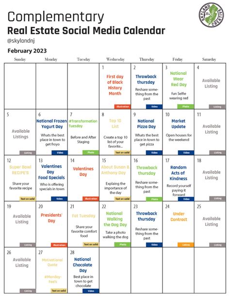 2023 Social Media Content Calendars | Skyland Creative