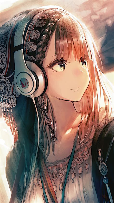2160x3840 Anime Girl Headphones Looking Away 4k Sony Xperia X,XZ,Z5 Premium ,HD 4k Wallpapers ...