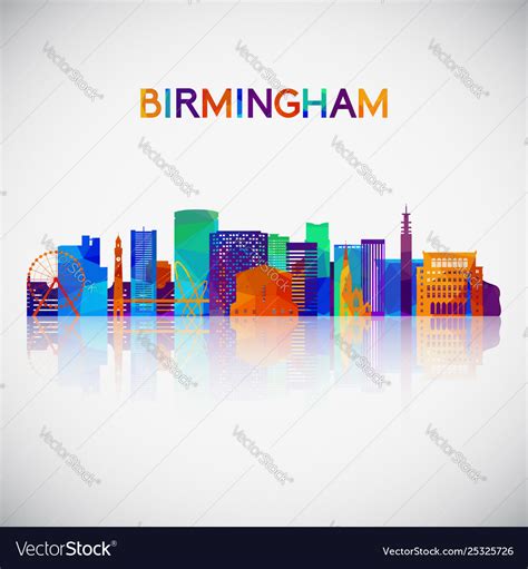 Birmingham skyline silhouette Royalty Free Vector Image