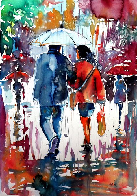 Walking in the rain Painting | Painting, Walking in the rain, Watercolor art lessons